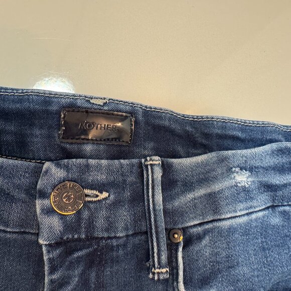 MOTHER HIGH WAISTED LOOKER Ankle Fray Stretch Jeans The Road To Paradise Size 24 - Picture 4 of 6